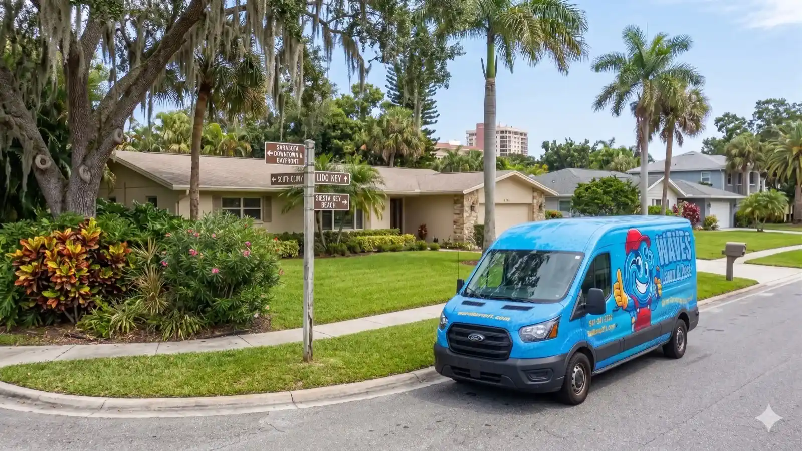 Waves Lawn Care service vehicle
